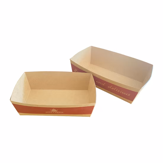 Ustensiles de cuisine Plateau alimentaire en papier kraft Bateaux alimentaires jetables de concession géants fabriqués en Chine Hot Dogs à emporter Emballage alimentaire en papier Assiette en papier de gros FSC