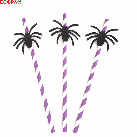 Paille flexible de papier potable de fête d'Halloween biodégradable écologique jetable