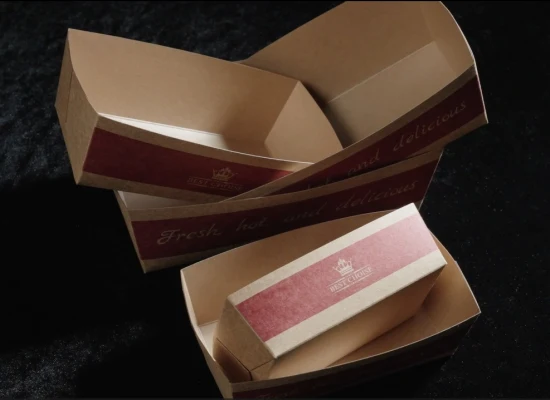 Ustensiles de cuisine Plateau alimentaire en papier kraft Bateaux alimentaires jetables de concession géants fabriqués en Chine Hot Dogs à emporter Emballage alimentaire en papier Assiette en papier de gros FSC